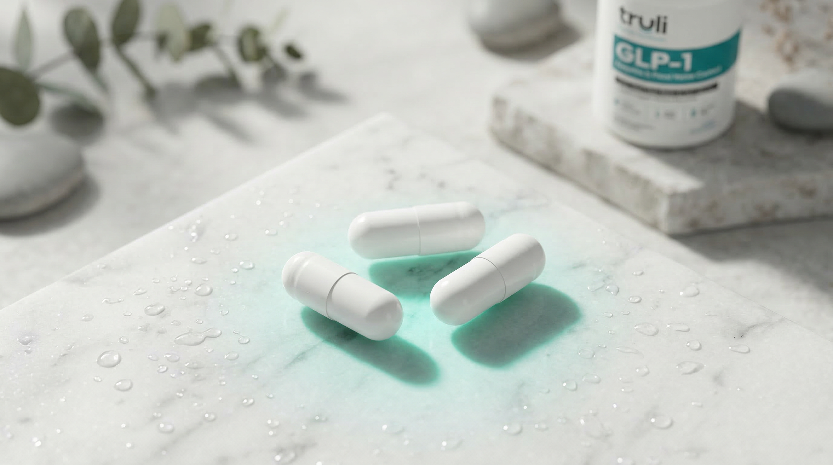 Truli GLP-1 capsules on marble